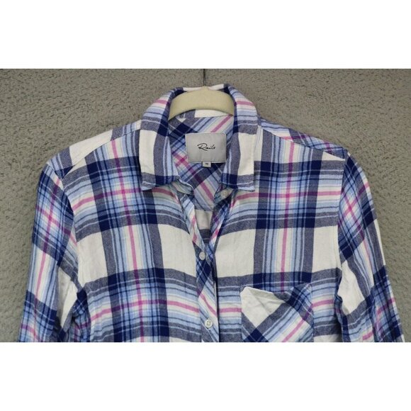Rails Long Sleeve Blue Plaid Button Up Top-Size XS - Picture 4 of 10